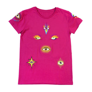 All Over Eyes women's t-shirt 👁 Fuchsia