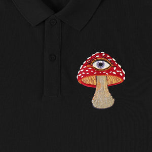 MUSHROOM unisex polo 🍄 Black