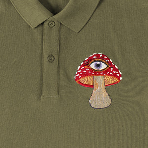 MUSHROOM UNISEX POLO  🍄 Military Green