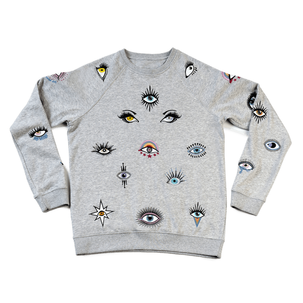 ALL OVER EYES sweatshirt 👁 Grey – Doors of Perception Ibiza